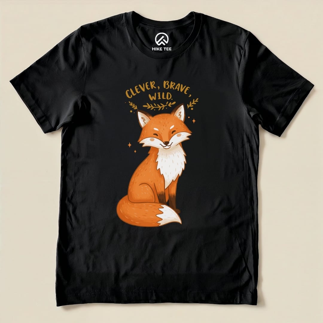 Clever, Brave, Wild Fox Shirt Hike Tee T-Shirt Black / S