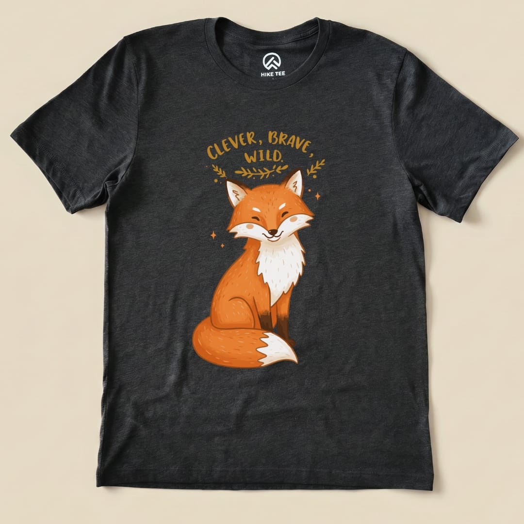 Clever, Brave, Wild Fox Shirt Hike Tee T-Shirt Dark Grey Heather / S