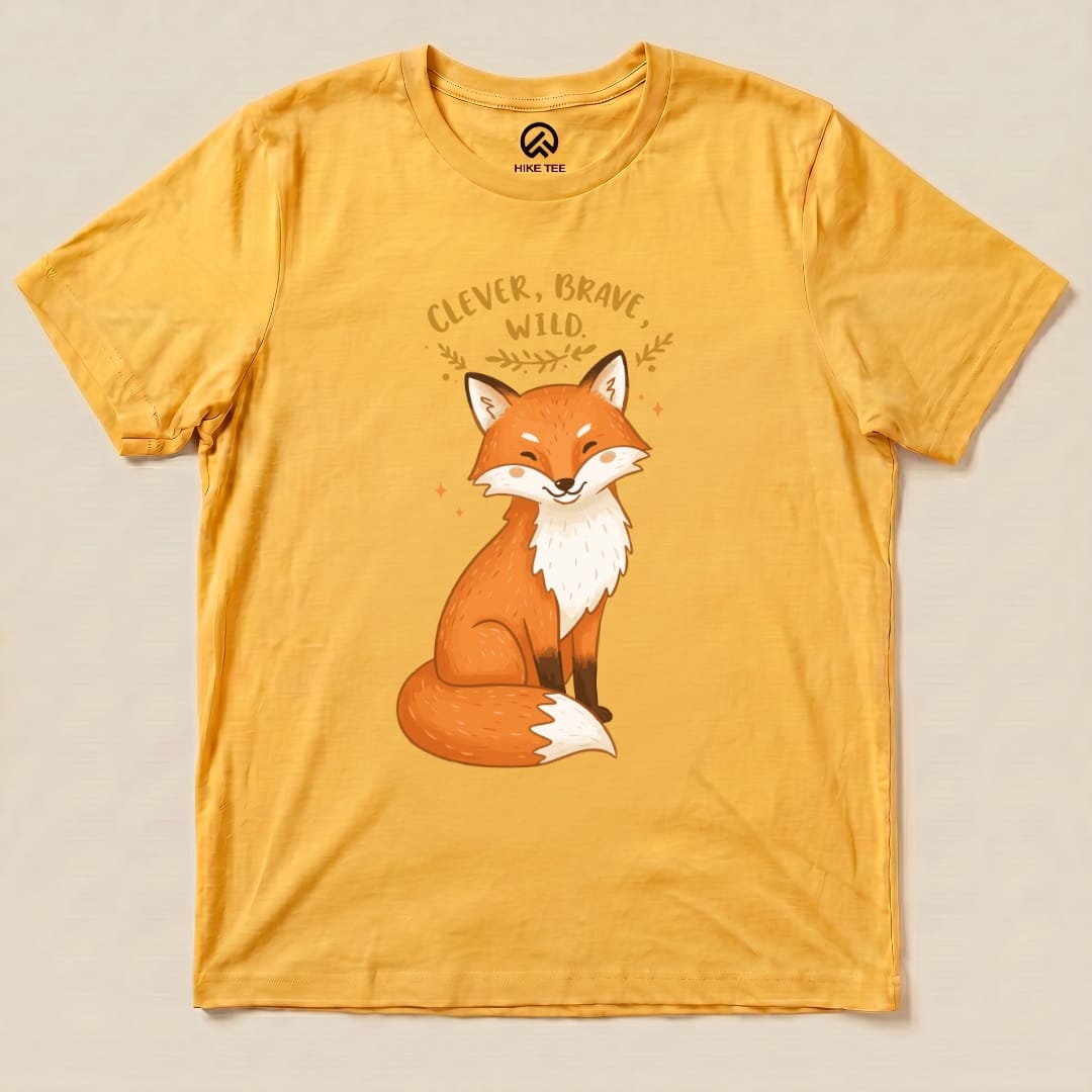 Clever, Brave, Wild Fox Shirt Hike Tee T-Shirt Gold / S