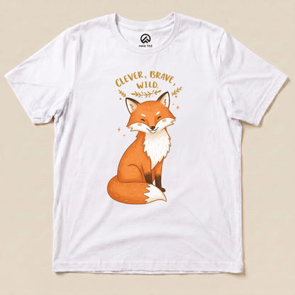 Clever, Brave, Wild Fox Shirt Hike Tee T-Shirt White / S