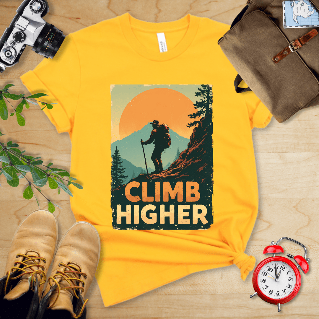 Printify T-Shirt Gold / S Climb Higher Shirt