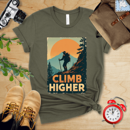 Printify T-Shirt Military Green / S Climb Higher Shirt