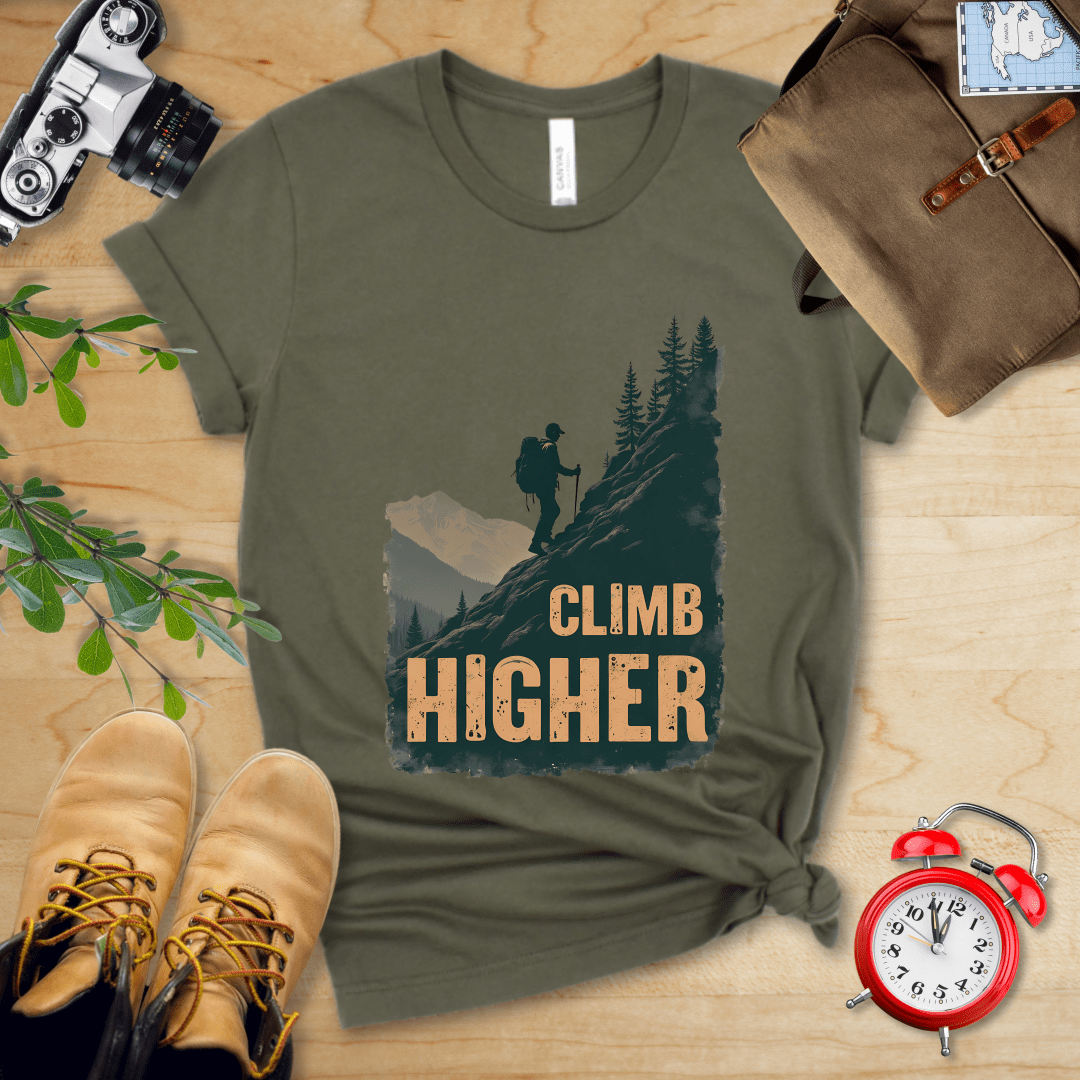 Printify T-Shirt Military Green / S Climb Higher Shirt