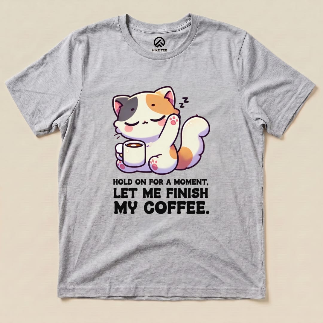 Coffee First Cat Shirt Hike Tee T-Shirt Athletic Heather / S