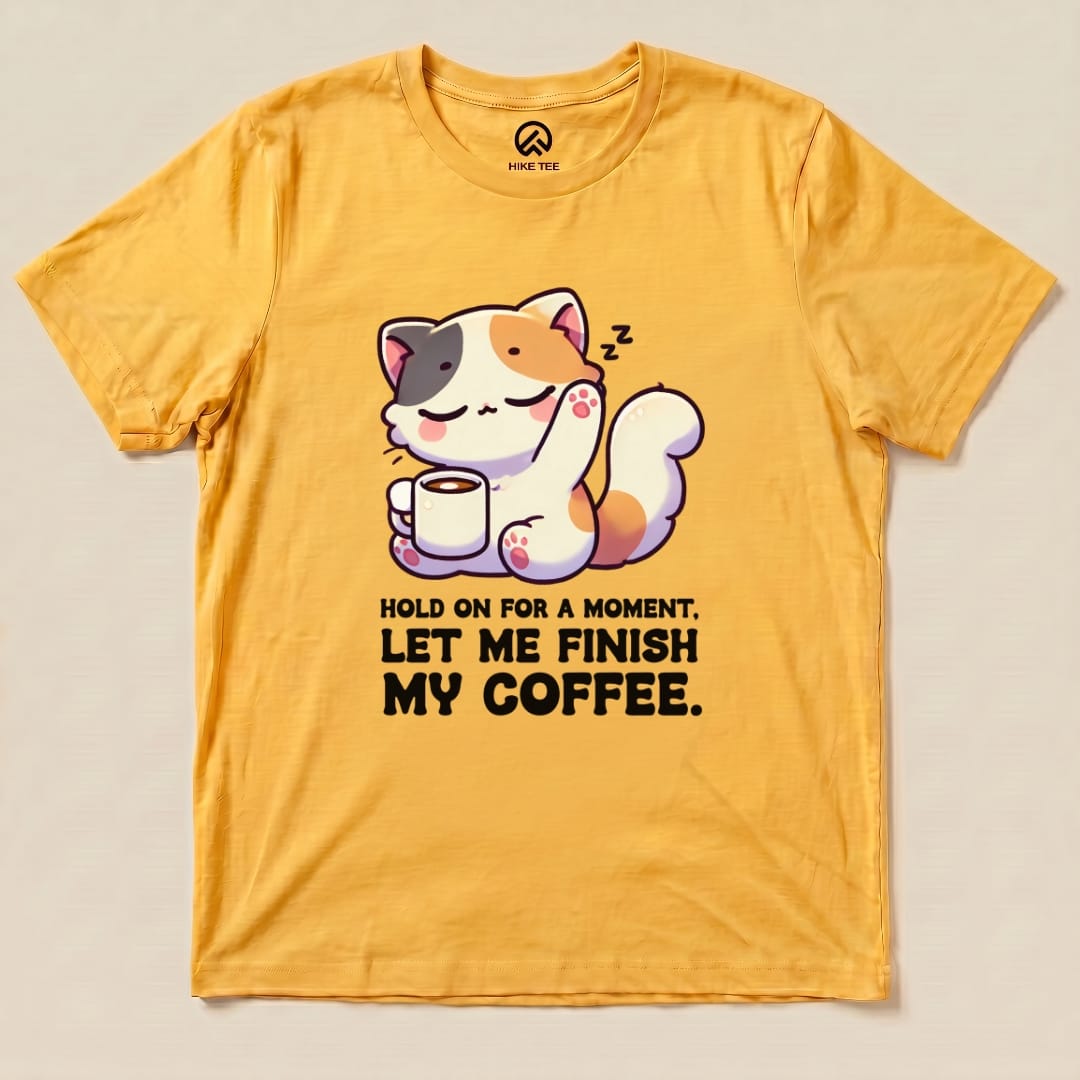 Coffee First Cat Shirt Hike Tee T-Shirt Gold / S
