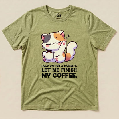 Coffee First Cat Shirt Hike Tee T-Shirt Heather Green / S
