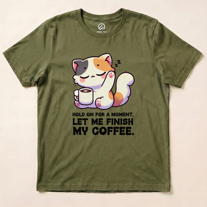 Coffee First Cat Shirt Hike Tee T-Shirt Military Green / S