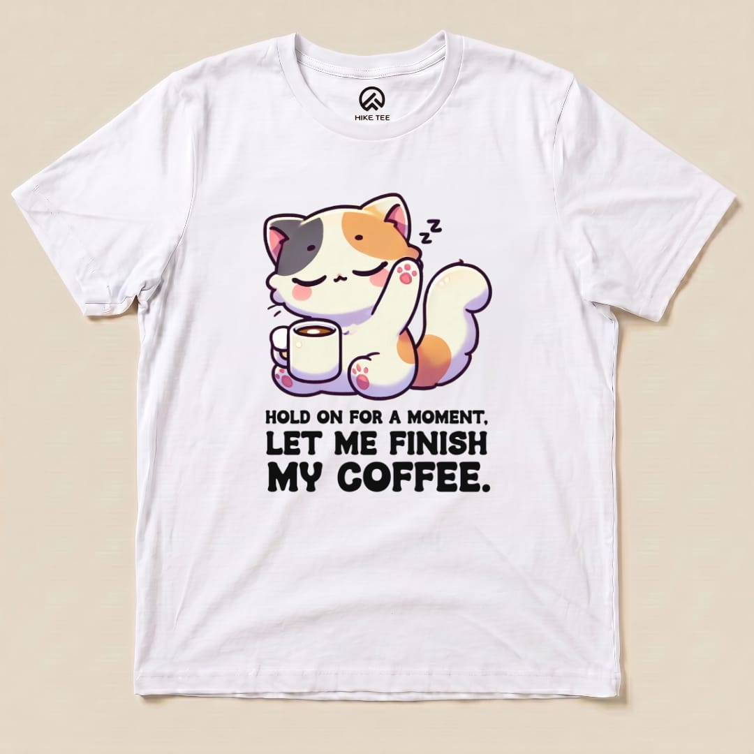 Coffee First Cat Shirt Hike Tee T-Shirt White / S