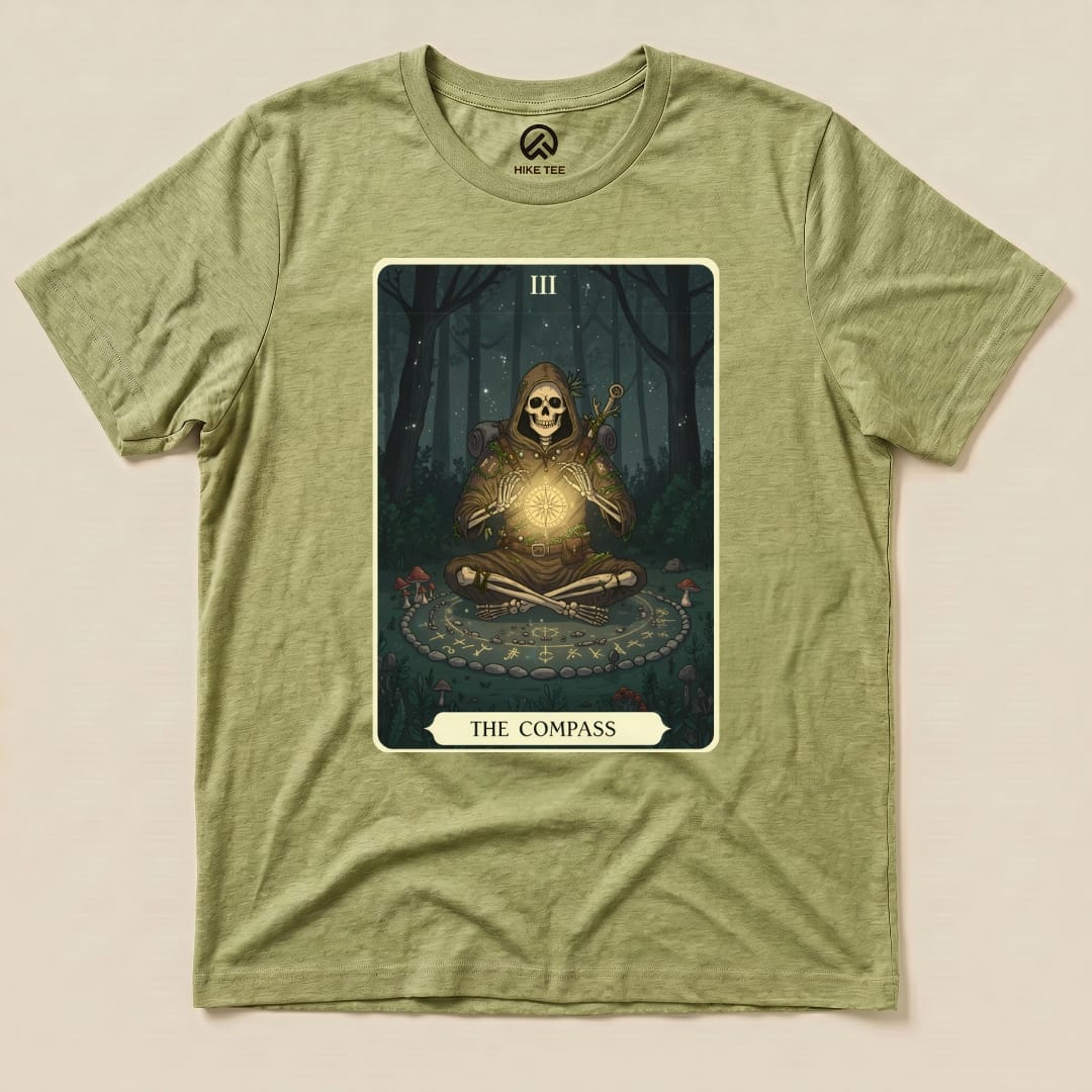 Compass Card Shirt Hike Tee T-Shirt Heather Green / S