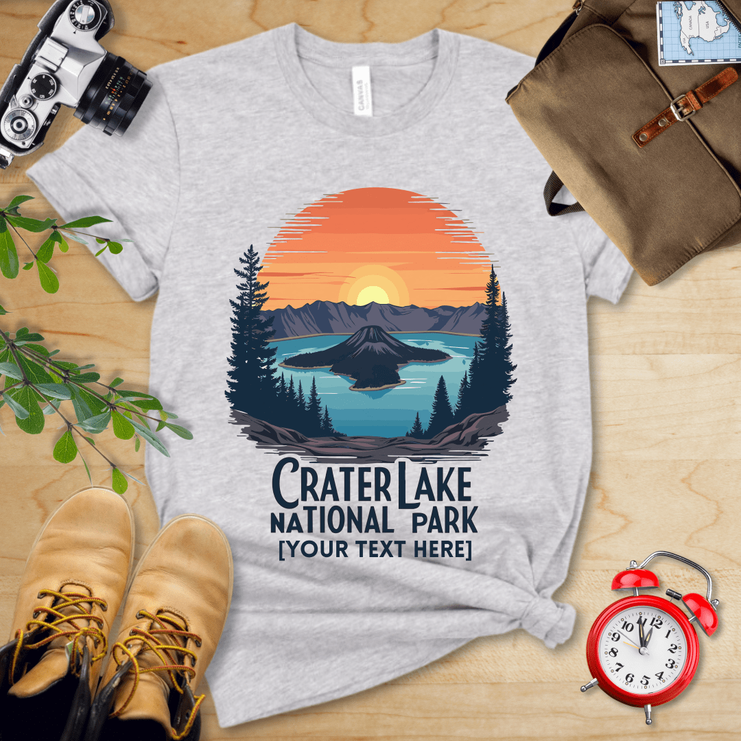 AnywherePOD T-Shirt Athletic Heather / S Crater Lake National Park Shirt + Personalization