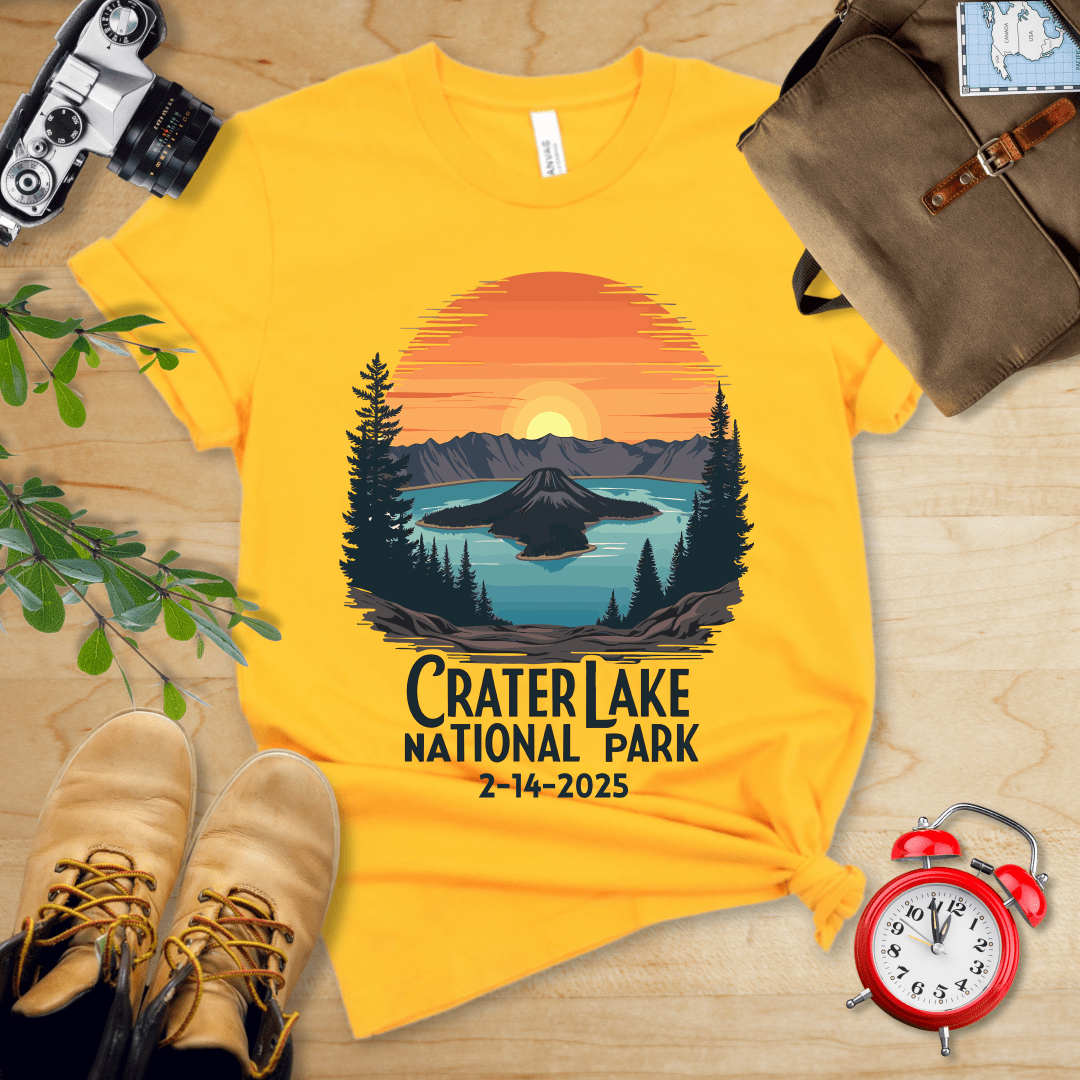 AnywherePOD T-Shirt Gold / S Crater Lake National Park Shirt + Personalization