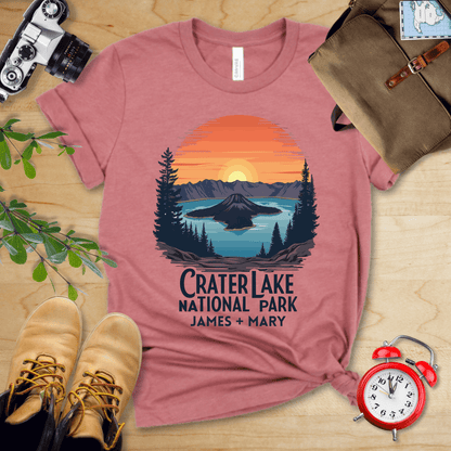 AnywherePOD T-Shirt Heather Mauve / S Crater Lake National Park Shirt + Personalization