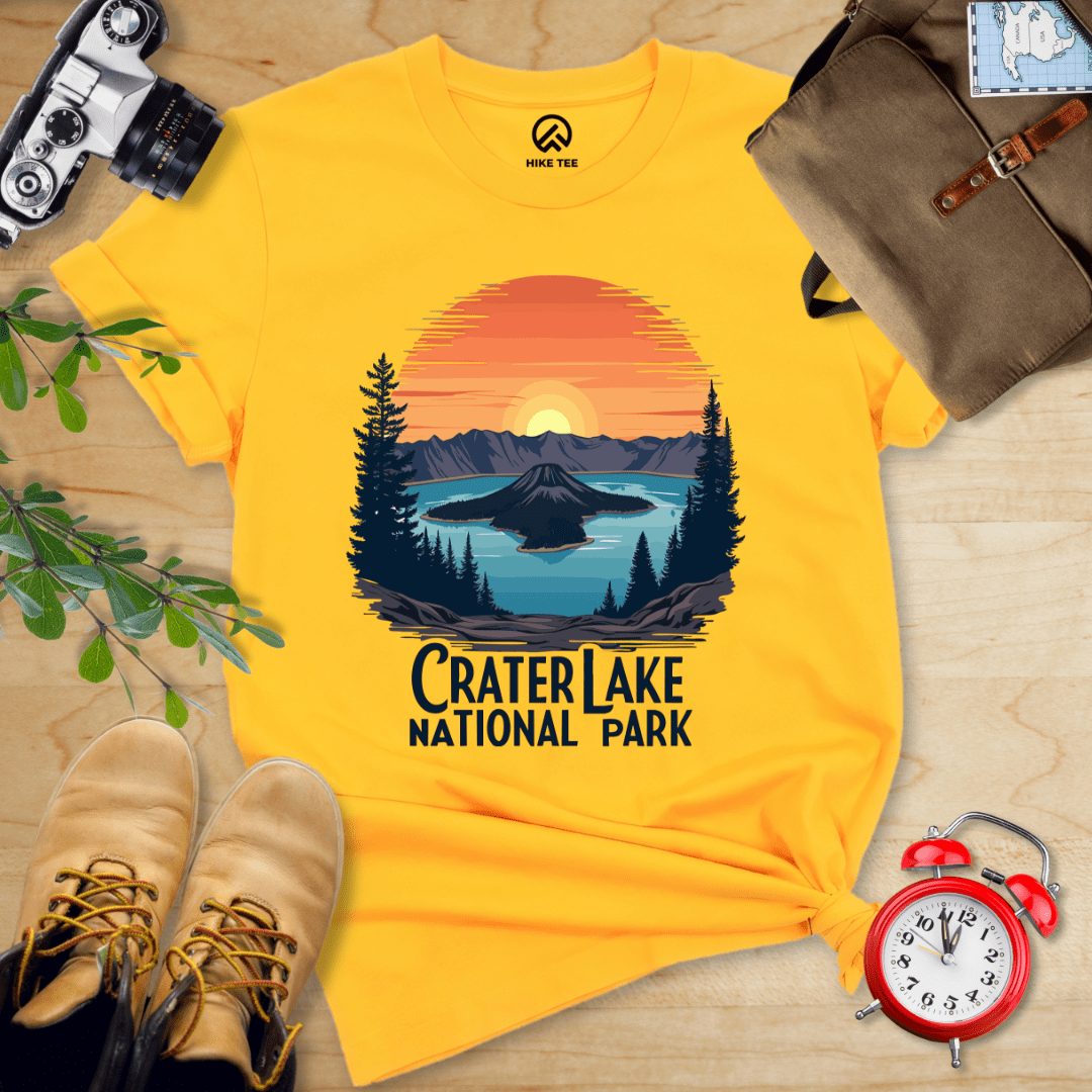 Hike Tee T-Shirt Gold / S Crater Lake National Park Shirt