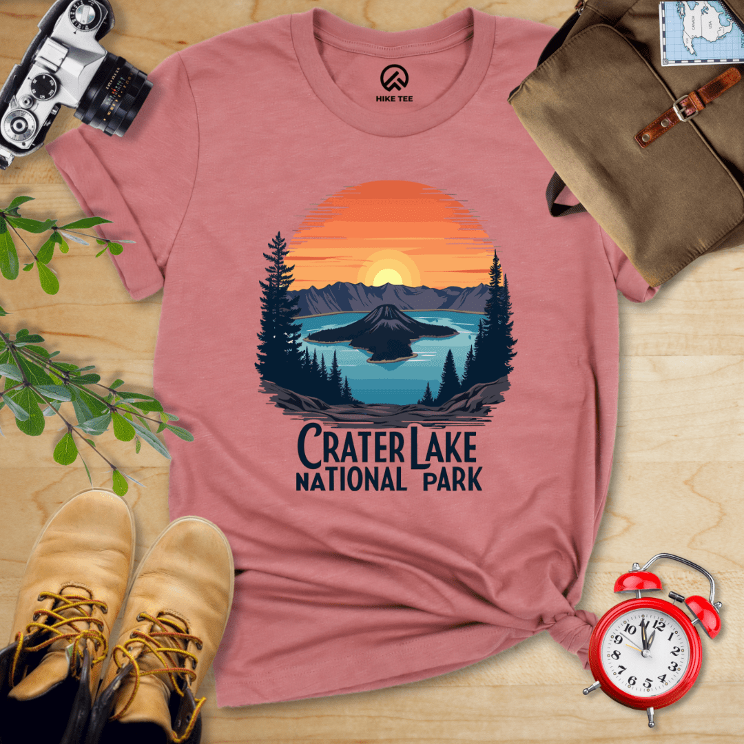 Hike Tee T-Shirt Heather Mauve / S Crater Lake National Park Shirt