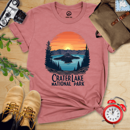 Hike Tee T-Shirt Heather Mauve / S Crater Lake National Park Shirt