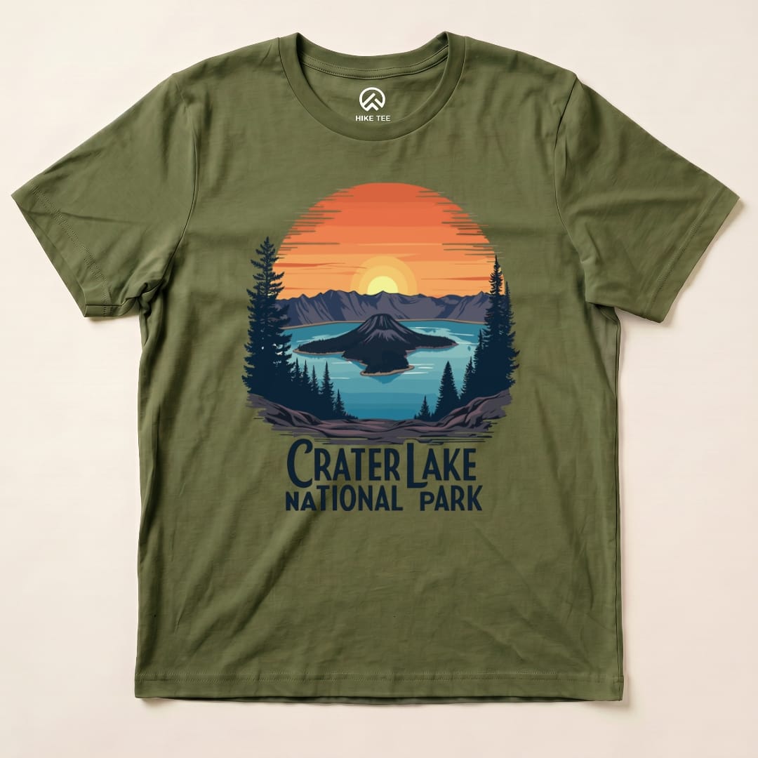 Hike Tee T-Shirt Military Green / S Crater Lake National Park Shirt