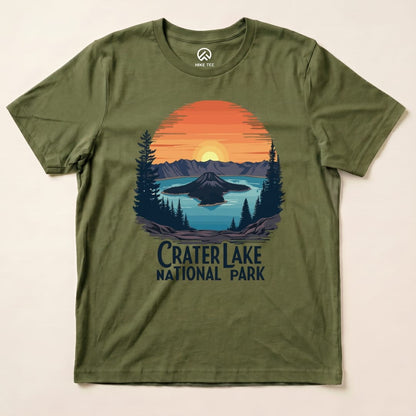 Hike Tee T-Shirt Military Green / S Crater Lake National Park Shirt