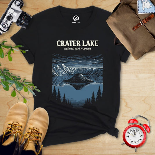 Hike Tee T-Shirt Black / S Crater Lake Oregon Vintage Shirt