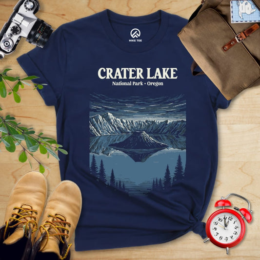 Hike Tee T-Shirt Navy / S Crater Lake Oregon Vintage Shirt