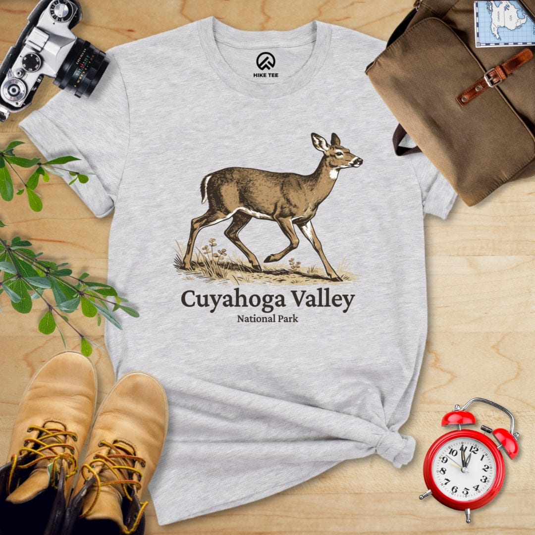 Hike Tee T-Shirt Athletic Heather / S Cuyahoga Valley National Park Deer Shirt