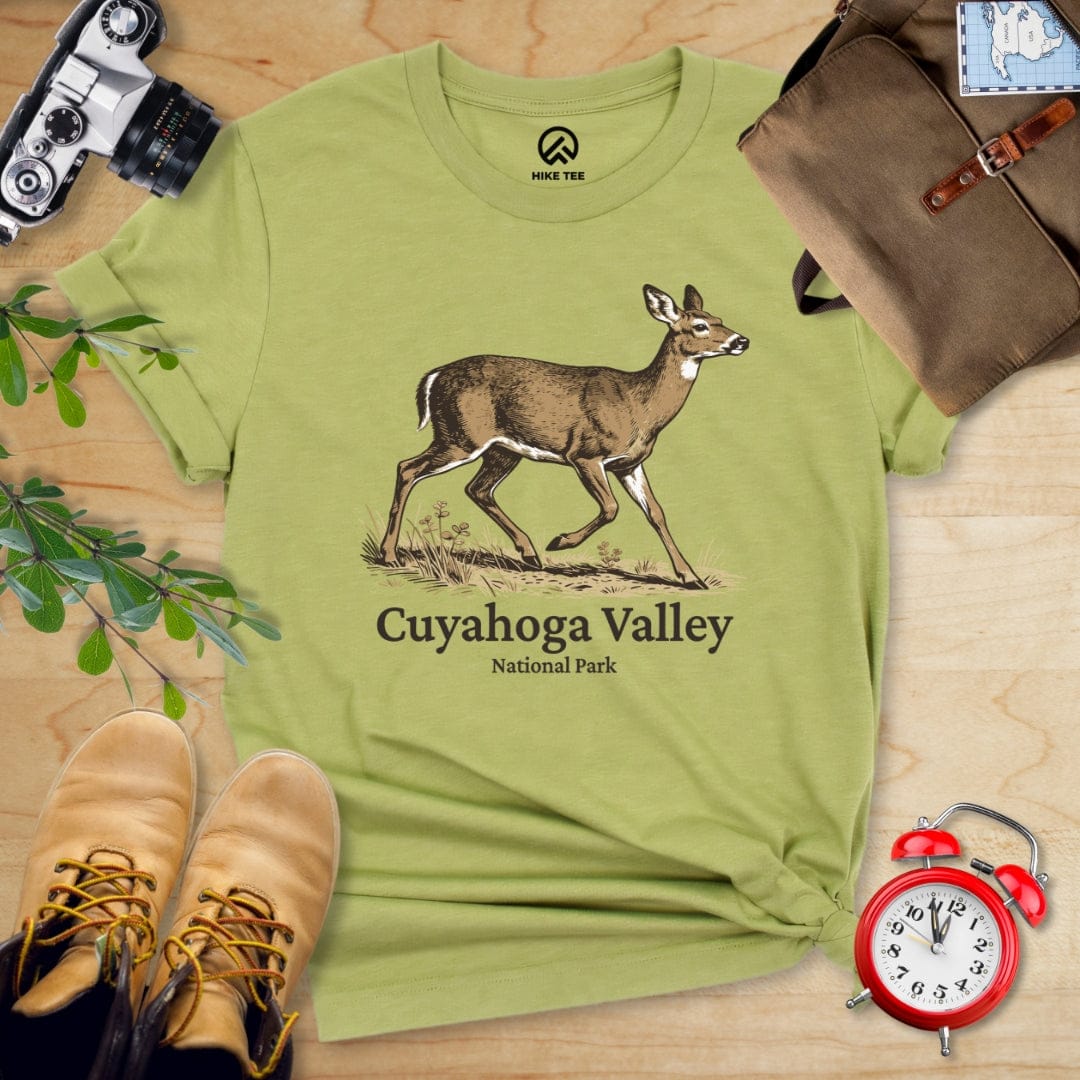 Hike Tee T-Shirt Heather Green / S Cuyahoga Valley National Park Deer Shirt