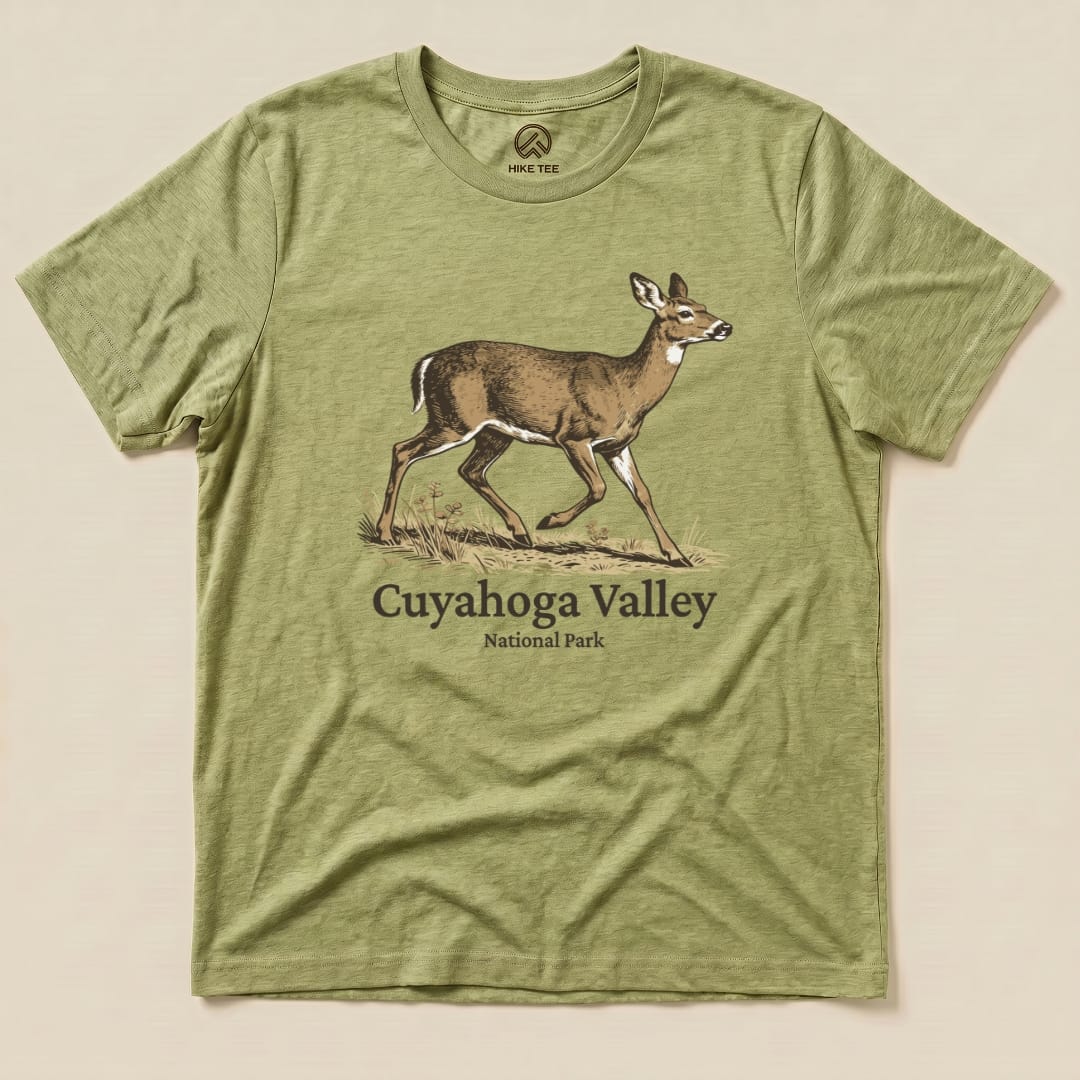 Hike Tee T-Shirt Heather Green / S Cuyahoga Valley National Park Deer Shirt