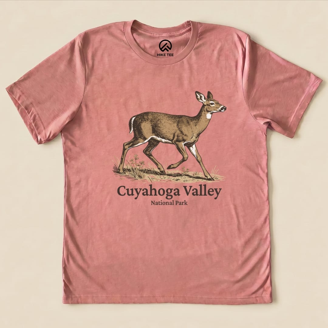 Hike Tee T-Shirt Heather Mauve / S Cuyahoga Valley National Park Deer Shirt
