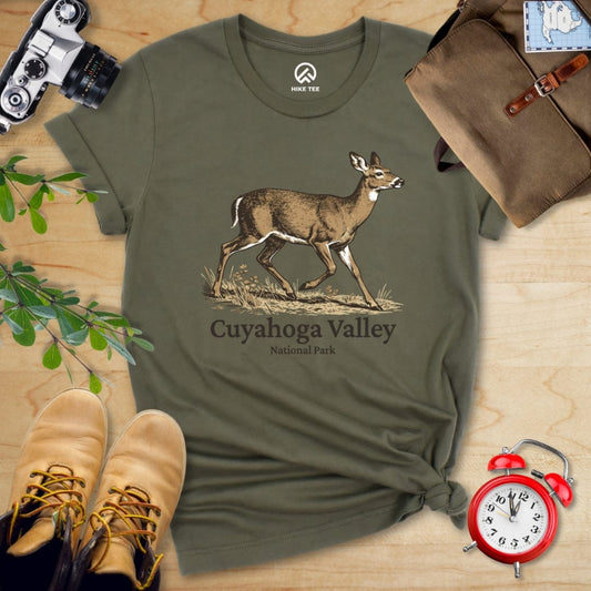 Hike Tee T-Shirt Military Green / S Cuyahoga Valley National Park Deer Shirt