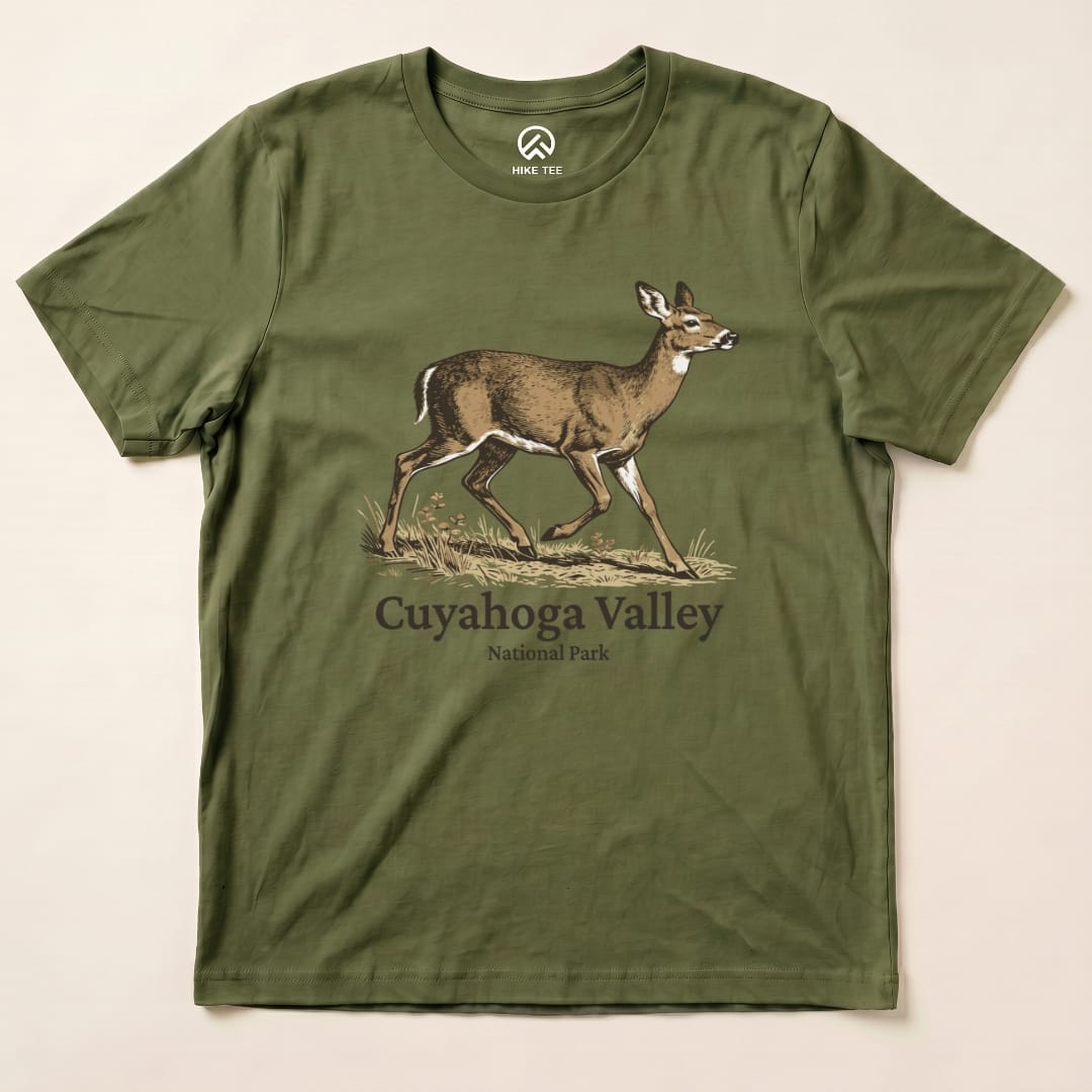 Hike Tee T-Shirt Military Green / S Cuyahoga Valley National Park Deer Shirt