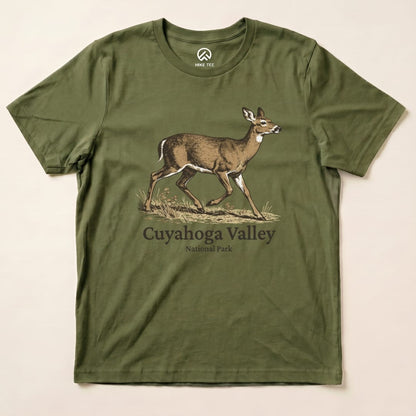 Hike Tee T-Shirt Military Green / S Cuyahoga Valley National Park Deer Shirt