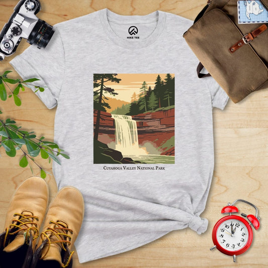 Hike Tee T-Shirt Athletic Heather / S Cuyahoga Valley National Park Waterfall Shirt