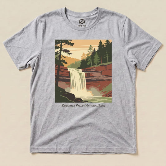 Hike Tee T-Shirt Athletic Heather / S Cuyahoga Valley National Park Waterfall Shirt