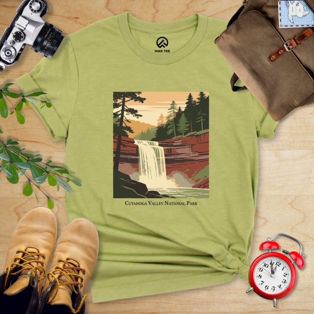 Hike Tee T-Shirt Heather Green / S Cuyahoga Valley National Park Waterfall Shirt