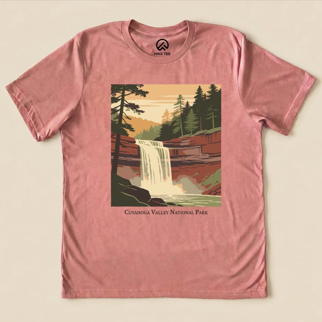 Hike Tee T-Shirt Heather Mauve / S Cuyahoga Valley National Park Waterfall Shirt