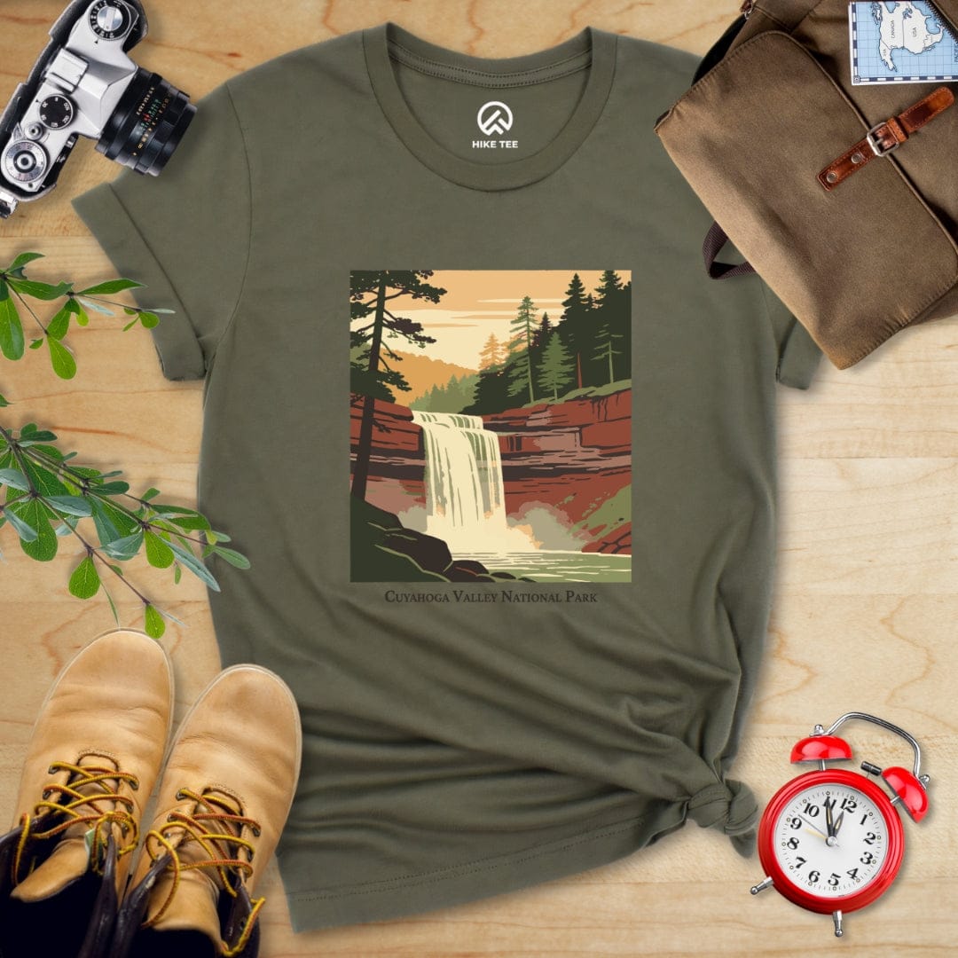 Hike Tee T-Shirt Military Green / S Cuyahoga Valley National Park Waterfall Shirt