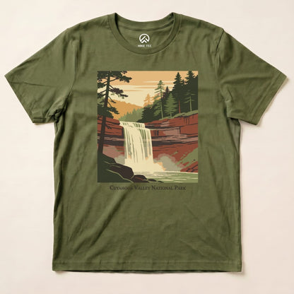 Hike Tee T-Shirt Military Green / S Cuyahoga Valley National Park Waterfall Shirt