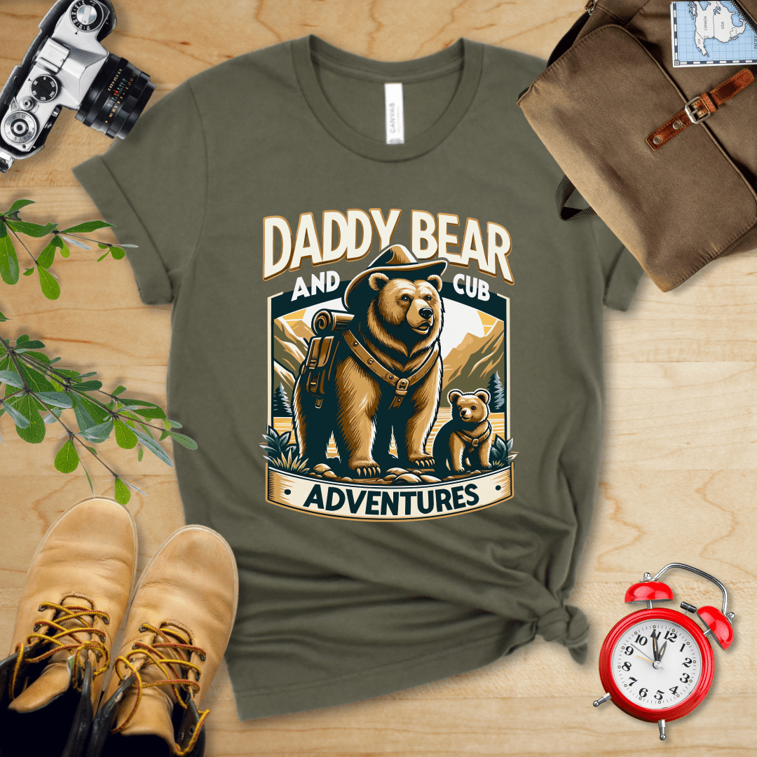 Printify T-Shirt Military Green / S Daddy Bear And Cub Shirt