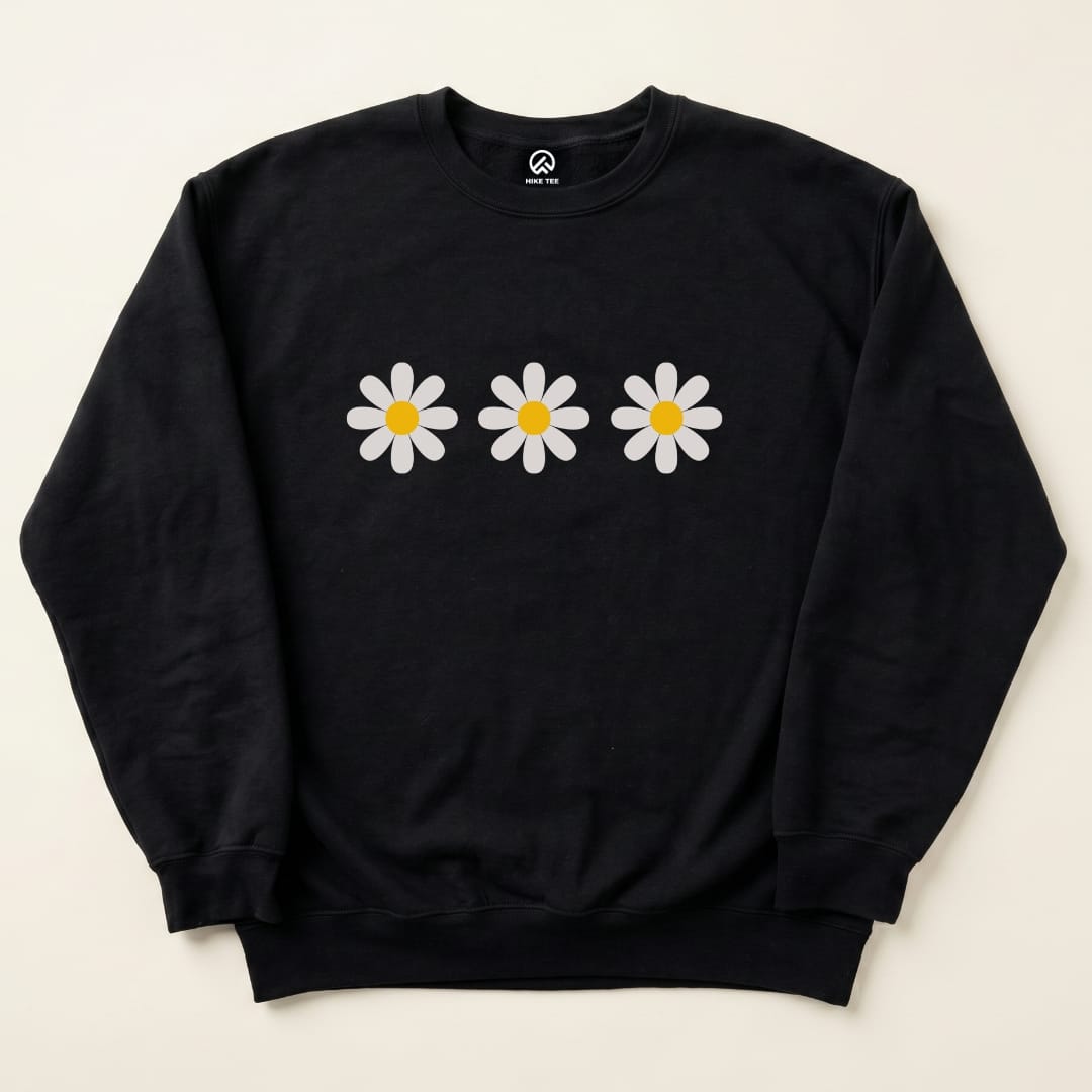 Daisy Flowers Sweatshirt Hike Tee Sweatshirt Black / S
