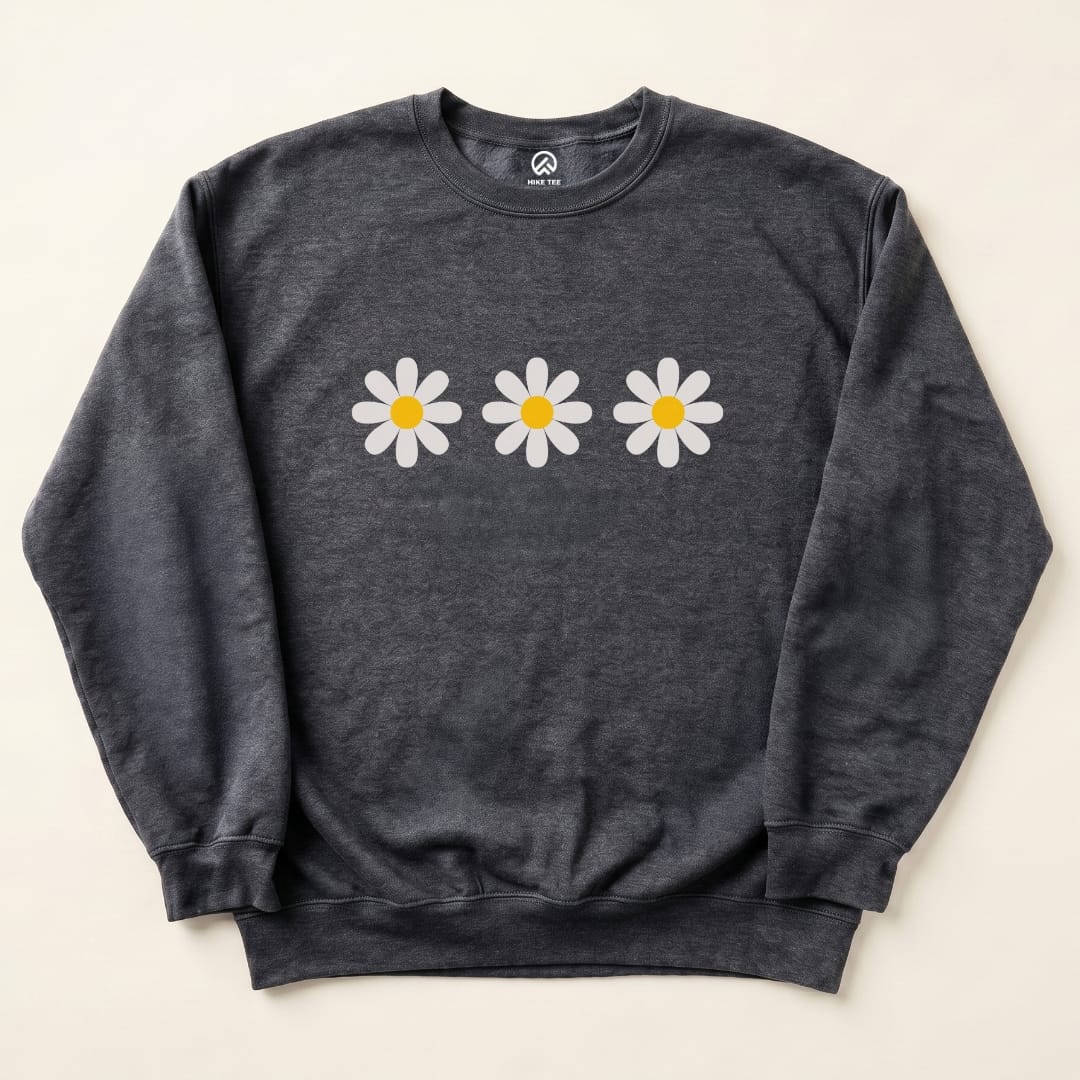 Daisy Flowers Sweatshirt Hike Tee Sweatshirt Dark Heather / S