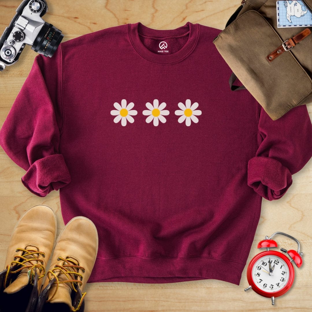 Hike Tee Sweatshirt Maroon / S Daisy Flowers Sweatshirt