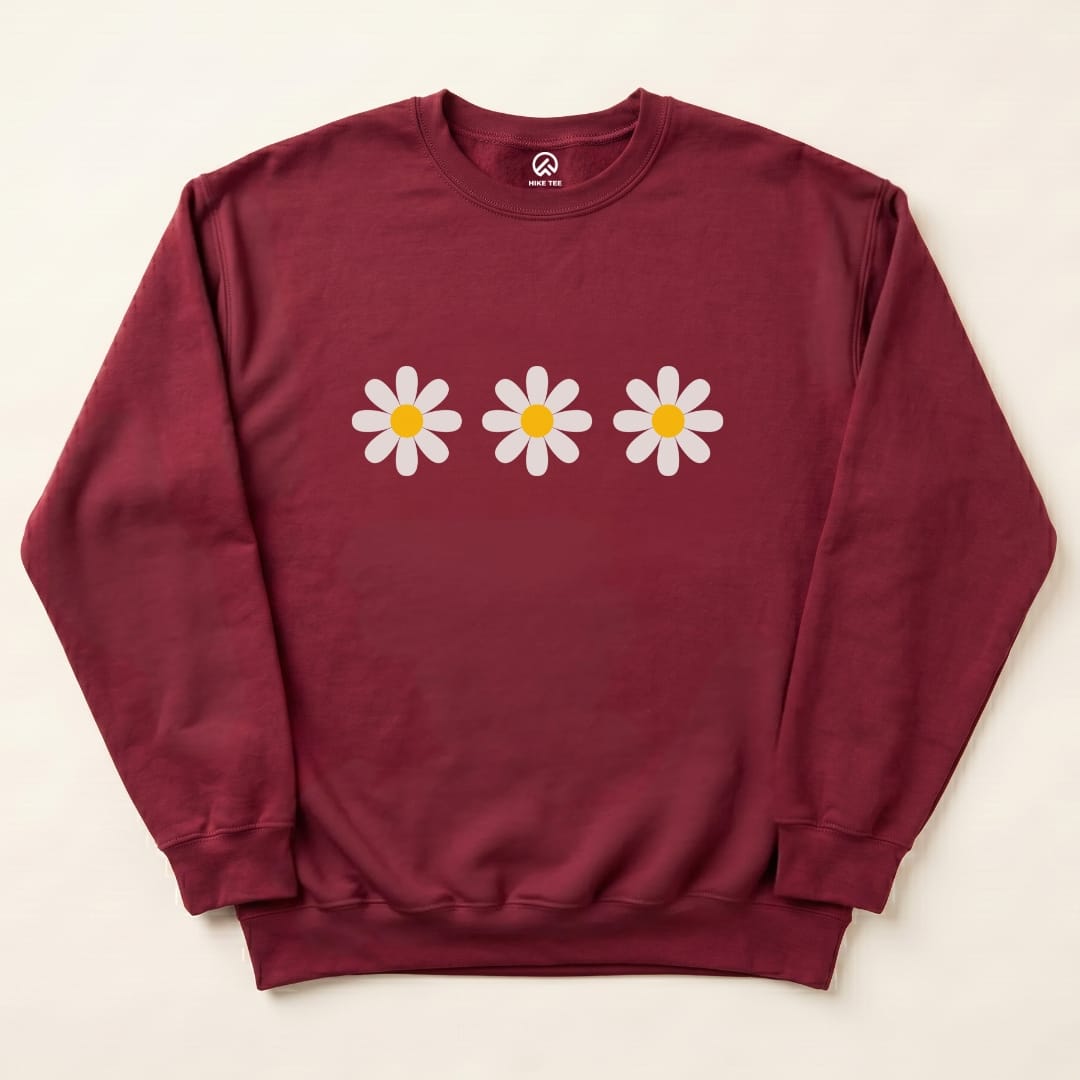 Daisy Flowers Sweatshirt Hike Tee Sweatshirt Maroon / S