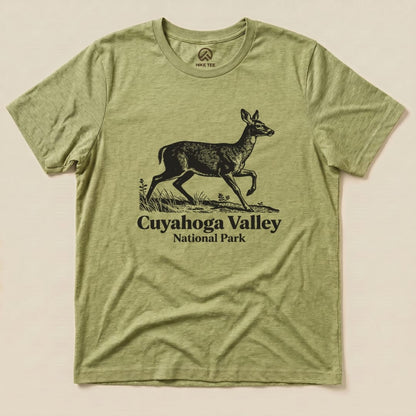 Hike Tee T-Shirt Heather Green / S Deer Cuyahoga Valley National Park Shirt