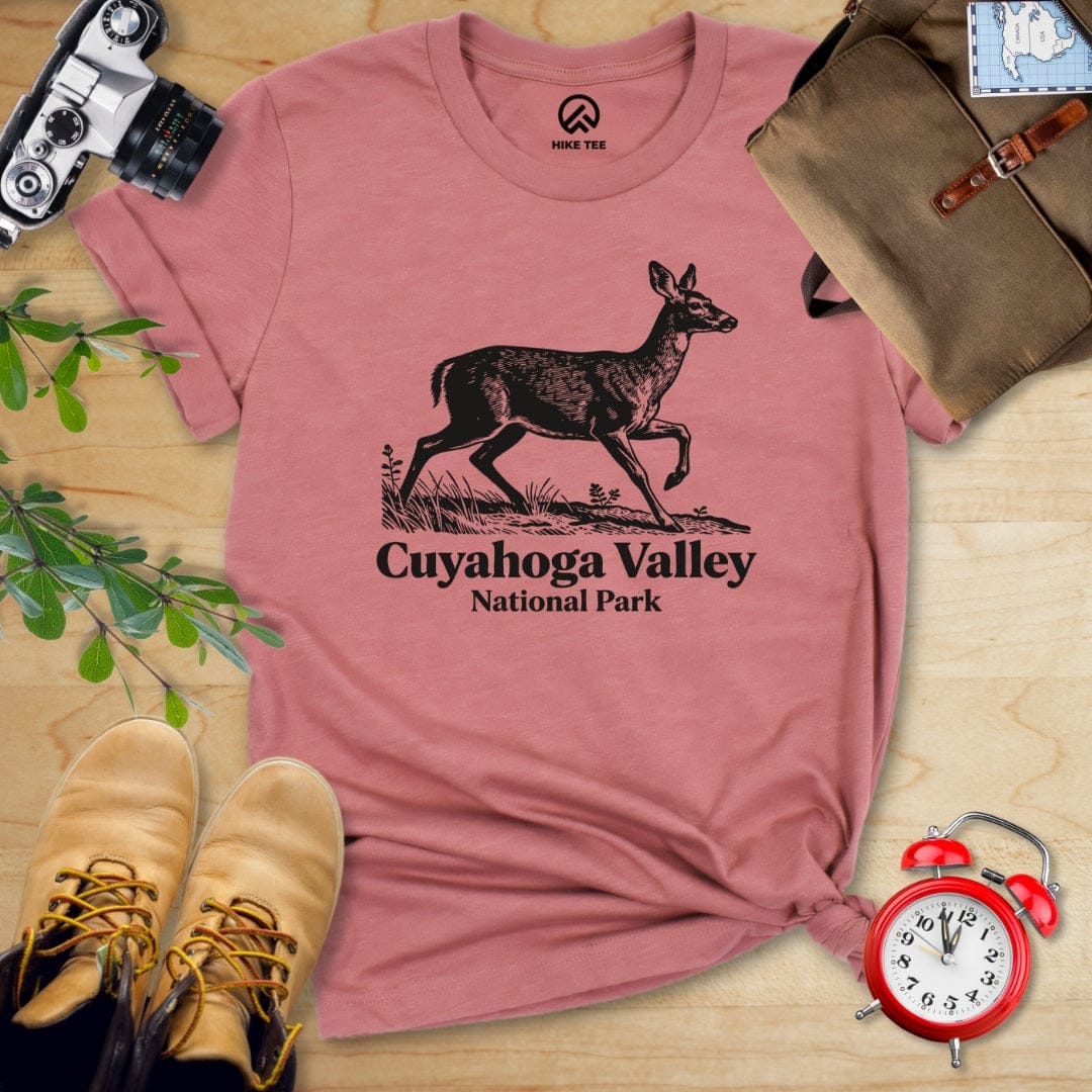 Hike Tee T-Shirt Heather Mauve / S Deer Cuyahoga Valley National Park Shirt