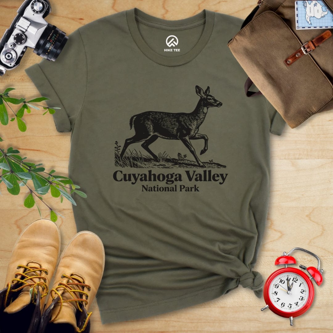 Hike Tee T-Shirt Military Green / S Deer Cuyahoga Valley National Park Shirt