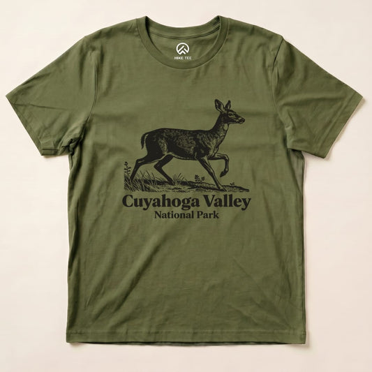 Hike Tee T-Shirt Military Green / S Deer Cuyahoga Valley National Park Shirt