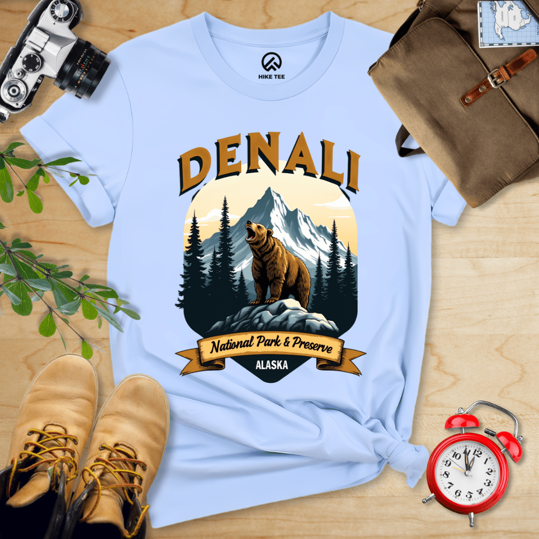 Hike Tee T-Shirt Baby Blue / S Denali Grizzly Bear Shirt