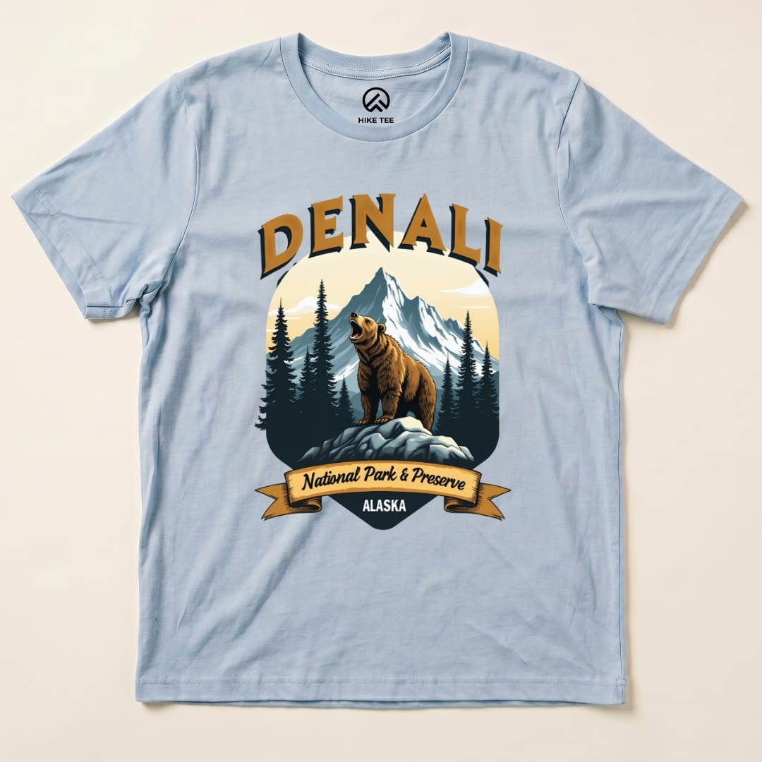 Hike Tee T-Shirt Baby Blue / S Denali Grizzly Bear Shirt