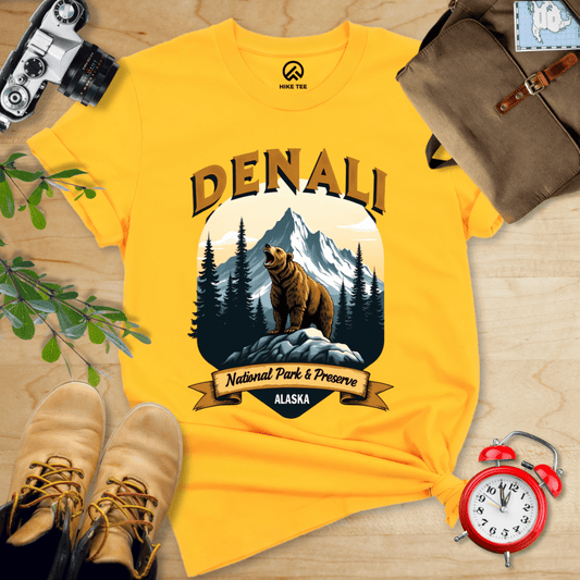 Hike Tee T-Shirt Gold / S Denali Grizzly Bear Shirt