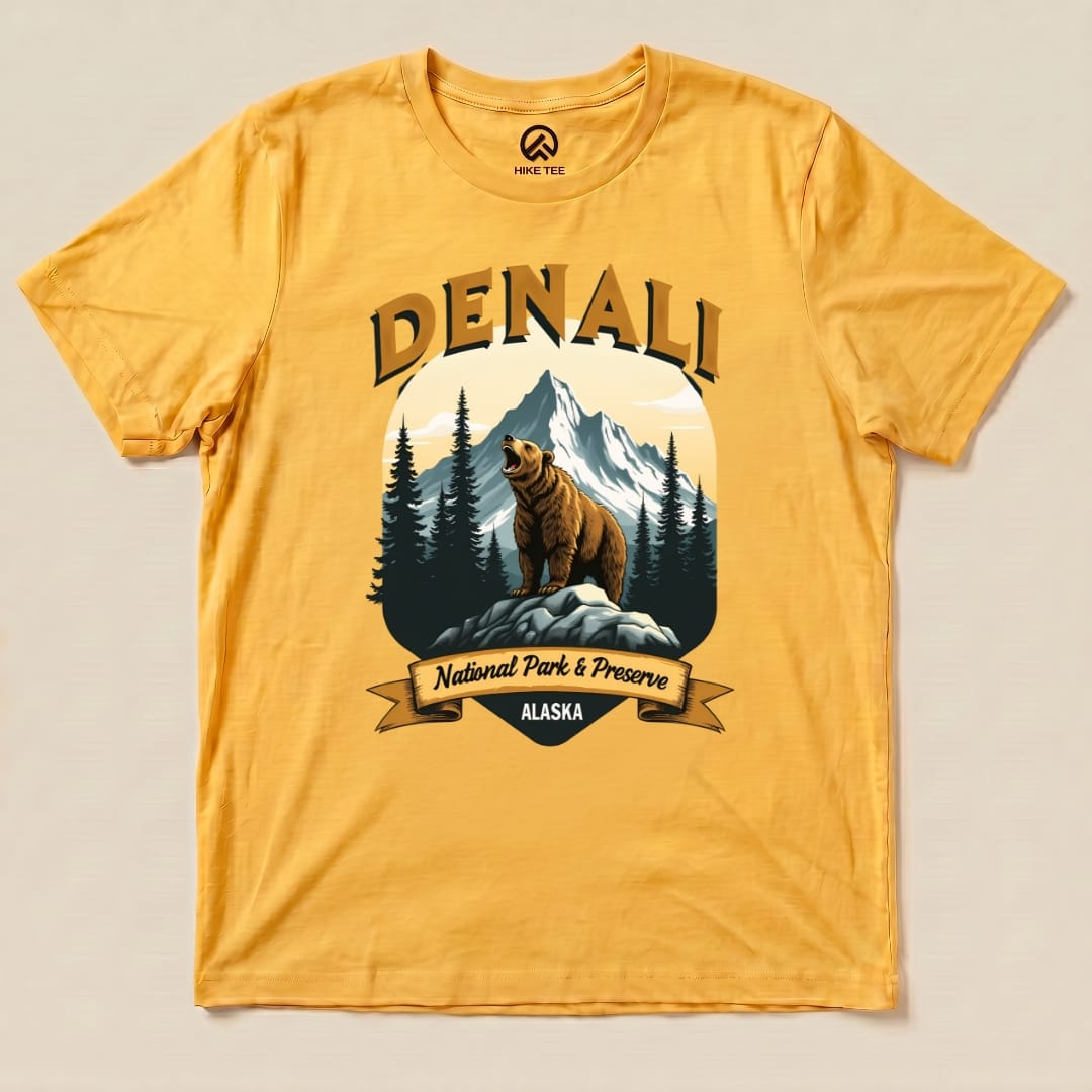Hike Tee T-Shirt Gold / S Denali Grizzly Bear Shirt