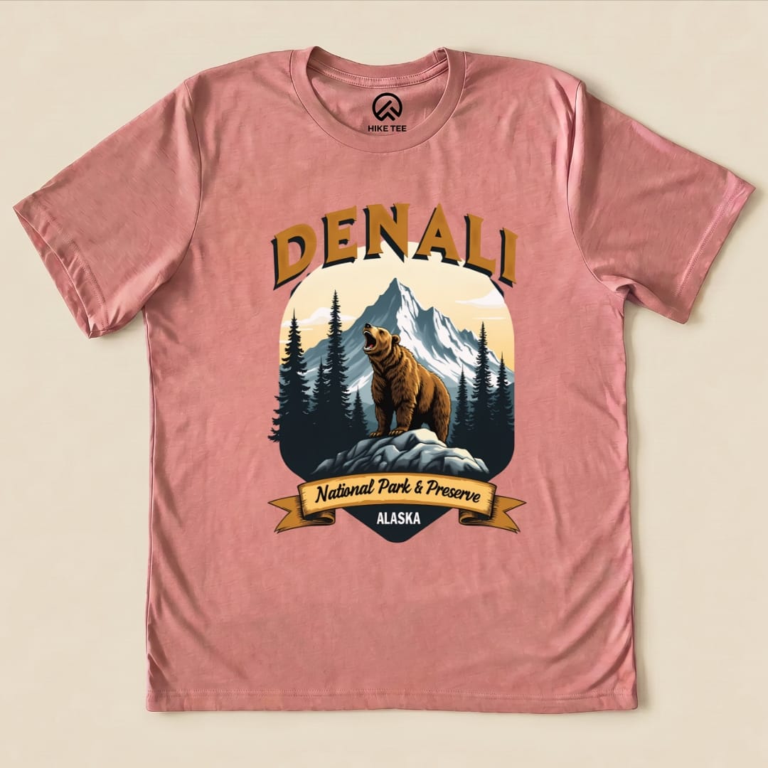 Hike Tee T-Shirt Heather Mauve / S Denali Grizzly Bear Shirt